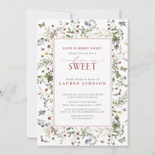 Strawberry Love is een zoet rood Vrijgezellenfeest Kaart (Voorkant)