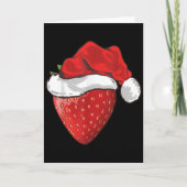 Strawberry Lover Gift Santa Hat Strawberry Christm Kaart (Voorkant)
