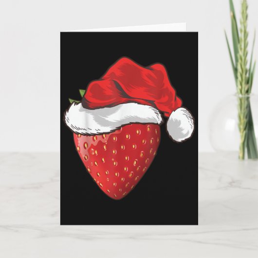 Strawberry Lover Gift Santa Hat Strawberry Christm Kaart (Voorkant)