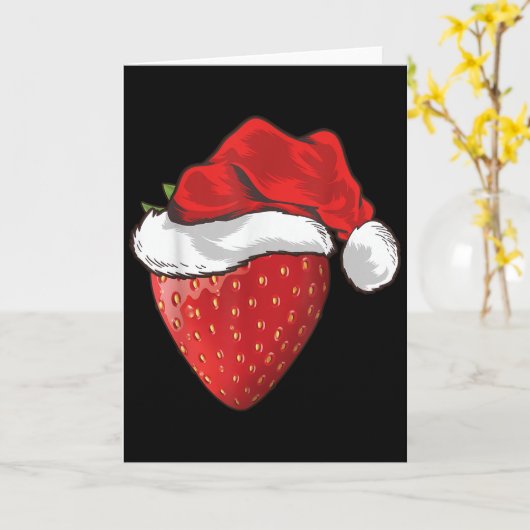 Strawberry Lover Gift Santa Hat Strawberry Christm Kaart (Gele Bloem)