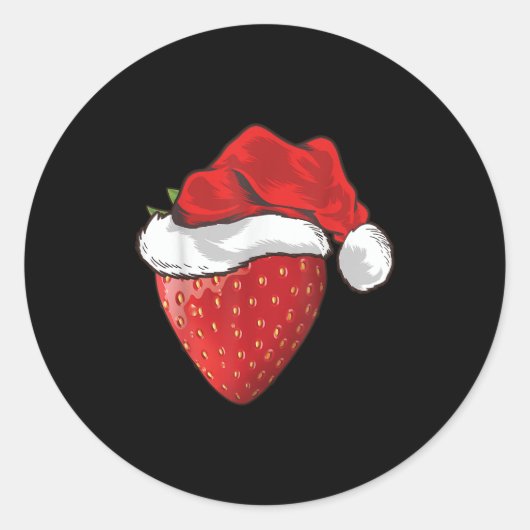 Strawberry Lover Gift Santa Hat Strawberry Christm Ronde Sticker (Voorkant)