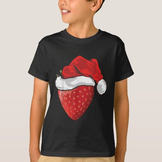 Strawberry Lover Gift Santa Hat Strawberry Christm T-shirt (Voorkant)