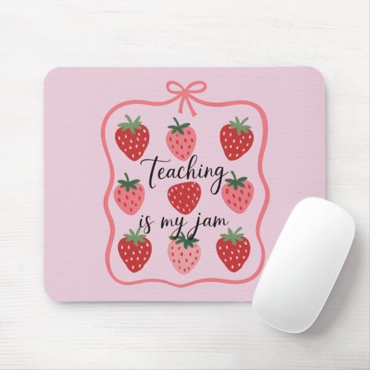 Strawberry Lover Teacher Teaching is My Jam  Muismat (Met muis)