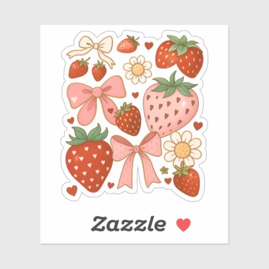 Strawberry Lovers Cute Fruit Festive Sticker (Vel)