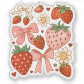 Strawberry Lovers Cute Fruit Festive Sticker (Voorkant)