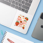 Strawberry Lovers Cute Fruit Festive Sticker (Laptop met iPhone)