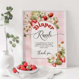 Strawberry luier loterij teken. Berry luier loteri Poster
