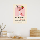 Strawberry Margarita with Salt Rim Recipe Art Poster (Keuken)