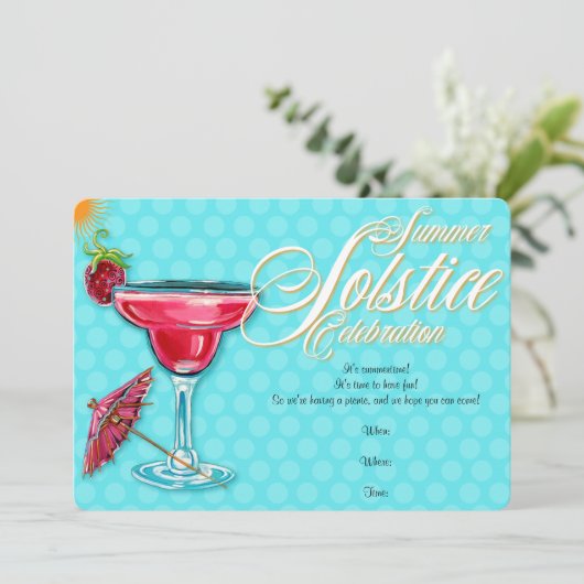 Strawberry Marguerita Summer Solstice Kaart (Staand voorkant)