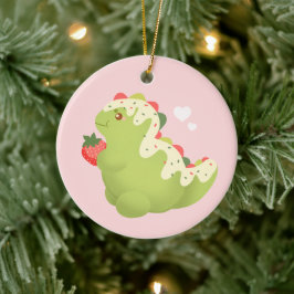 Strawberry Matcha Dinosaur  Keramisch Ornament
