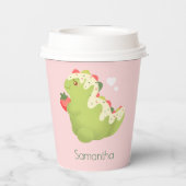 Strawberry Matcha Dinosaur  Papieren Bekers (Achterkant)