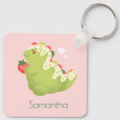 Strawberry Matcha Dinosaur  Sleutelhanger (Achterkant)