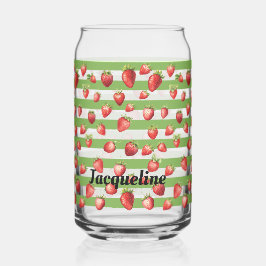 Strawberry Matcha Strepen Personaliseer  Blikvorm Glas