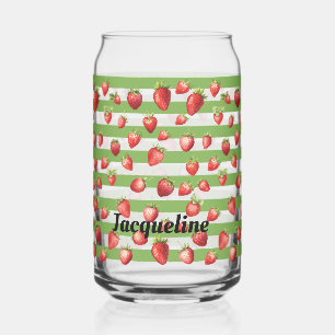 Strawberry Matcha Strepen Personaliseer Blikvorm Glas