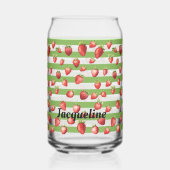 Strawberry Matcha Stripes Personalize Blikvorm Glas (Voorkant)