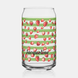 Strawberry Matcha Stripes Personalize  Blikvorm Glas