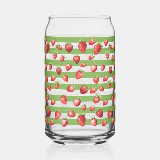 Strawberry Matcha Stripes Personalize Blikvorm Glas (Achterkant)