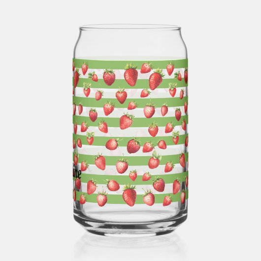 Strawberry Matcha Stripes Personalize  Blikvorm Glas (Links)