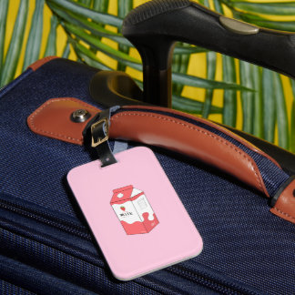 Strawberry Milk Carton Luggage Tag Bagagelabel