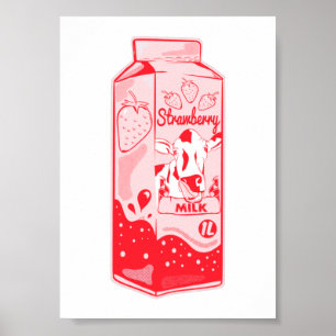 Strawberry Milk Carton Poster