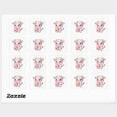 Strawberry Milk Cow – Kawaii Vibes Only! Vierkante Sticker (Vel)