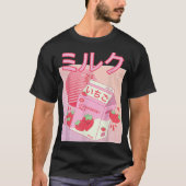 Strawberry Milk Shake Carton Funny Retro 90 Japan T-shirt (Voorkant)