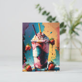 Strawberry Milkshake Briefkaart (Staand voorkant)