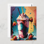 Strawberry Milkshake Briefkaart (Voorkant / Achterkant)