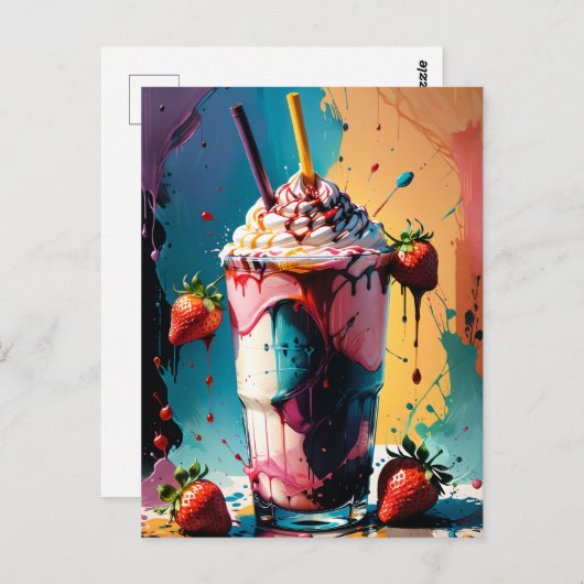 Strawberry Milkshake Briefkaart (Voorkant / Achterkant)