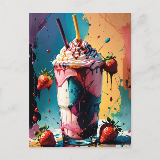 Strawberry Milkshake Briefkaart (Voorkant)