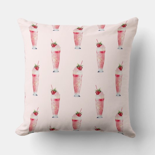 Strawberry Milkshake Throw Pillow  Kussen (Voorkant)