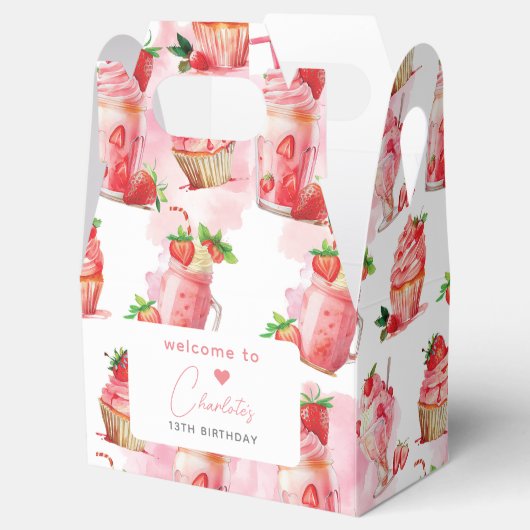 Strawberry Milkshake Verjaardag Welkom Bedankdoosjes (Geopend)