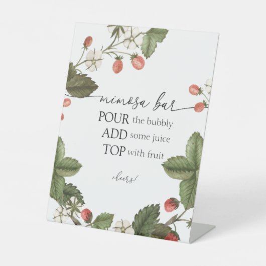 Strawberry Mimosa Bar-teken Reclamebord Met Voetstuk (Voorkant)