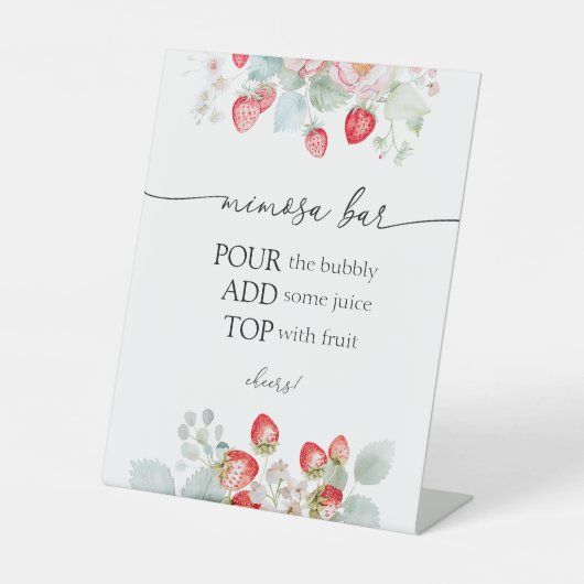 Strawberry Mimosa Bar-teken Reclamebord Met Voetstuk (Voorkant)