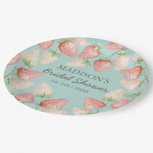 Strawberry Mint Green Garden Vrijgezellenfeest Papieren Bordje (Gekanteld)