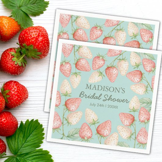 Strawberry Mint Green Garden Vrijgezellenfeest Servet