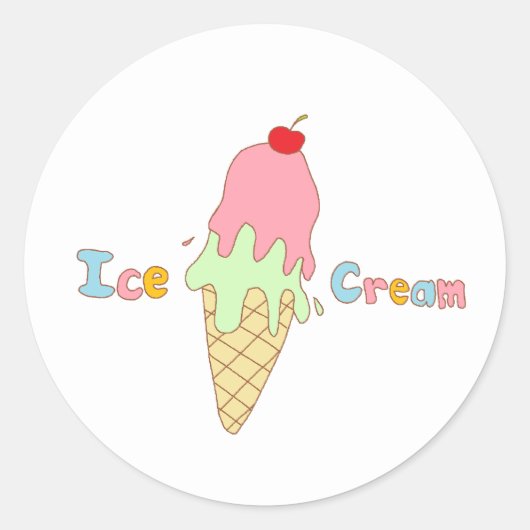Strawberry Mint Ice Cone Ronde Sticker (Voorkant)