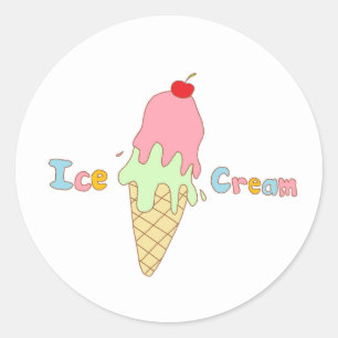 Strawberry Mint Ice Cone Ronde Sticker