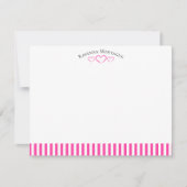 Strawberry Modern Open Hearts Striped Note Card Notitiekaartje (Voorkant)
