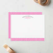 Strawberry Modern Open Hearts Striped Note Card Notitiekaartje (Voorkant / Achterkant in situ)