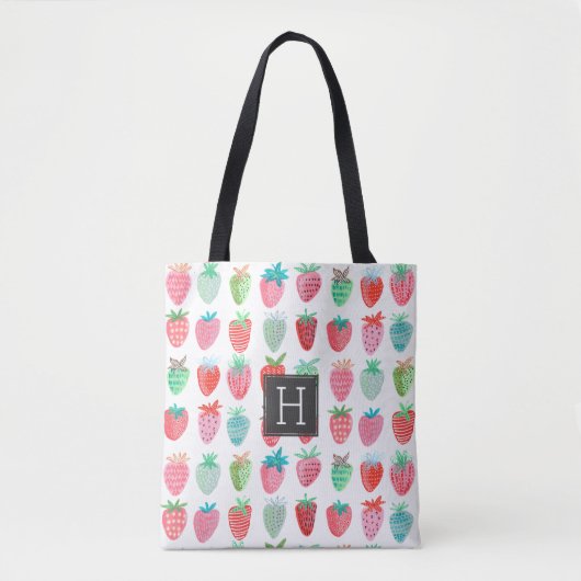 Strawberry Monogram Patroon | CANVAS TAS (Voorkant)