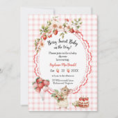 Strawberry Mouse Baby shower Invitation Kaart (Voorkant)