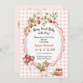 Strawberry Mouse Baby shower Invitation Kaart