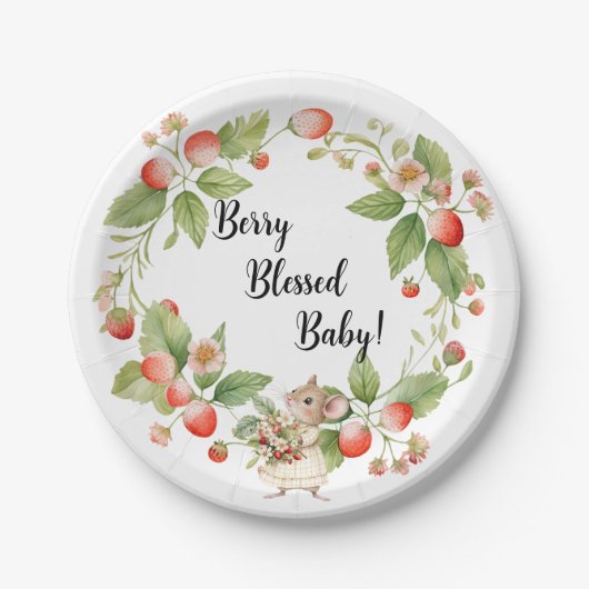 Strawberry Mouse Baby shower-Party Borden Papieren Bordje (Voorkant)