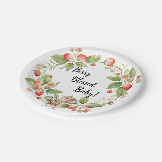 Strawberry Mouse Baby shower-Party Borden Papieren Bordje (Gekanteld)