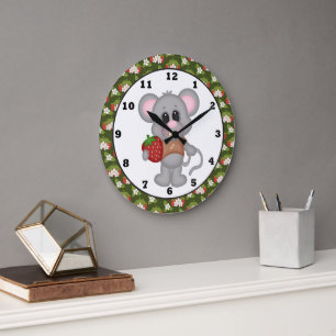 Strawberry Mouse Kitchen Cartoon Wall Clock Grote Klok