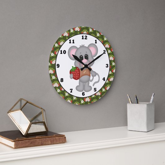 Strawberry Mouse Kitchen Cartoon Wall Clock Grote Klok (Kantoor)