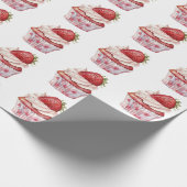 Strawberry Muffin Cake Ladybugs Birthday Cadeaupapier (Hoek)