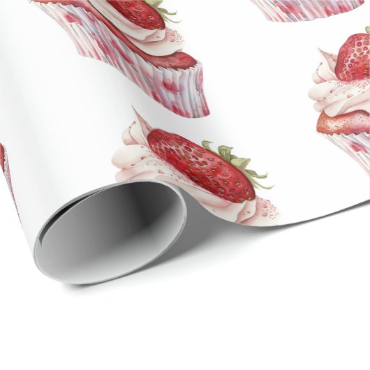 Strawberry Muffin Cake Ladybugs Birthday Cadeaupapier (Rol Hoek)