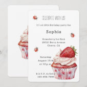 Strawberry Muffin Cake Ladybugs Birthday Kaart (Voorkant / Achterkant)